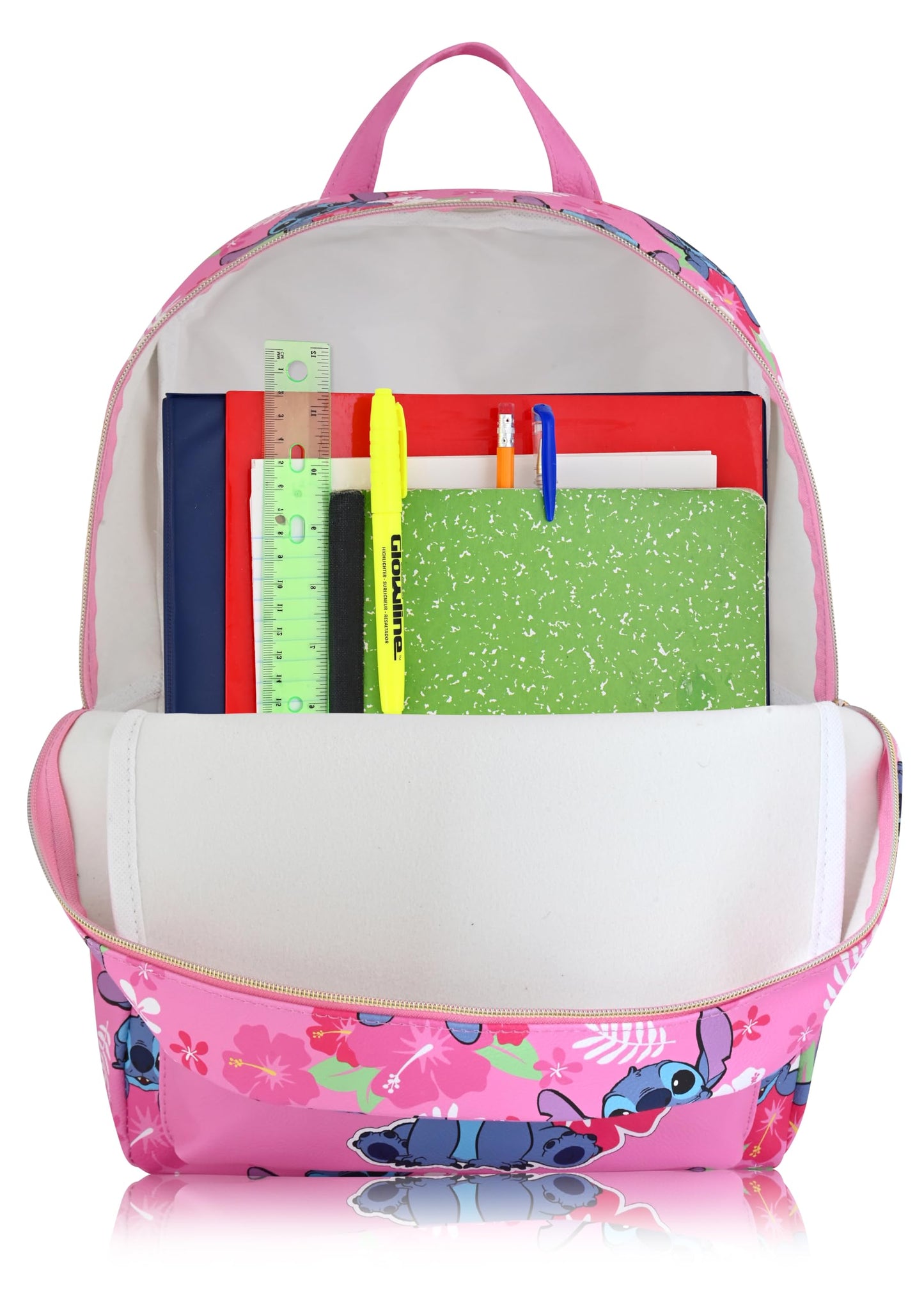 Fast Forward Stitch Backpack, Unisex 16-Inch Daypack, PU Leather, Stitch Design, Cute & Spacious, Adjustable Straps