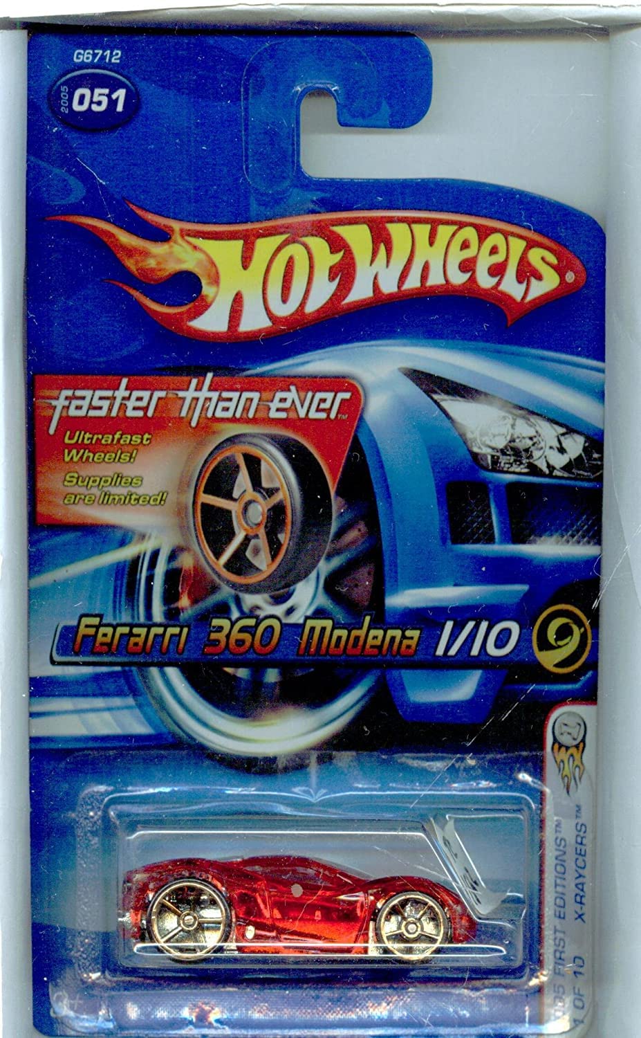 Hot Wheels 2005-051 First Editions Ferrari 360 Modena 1/10 X-raycers Faster Than Ever 1:64 Scale