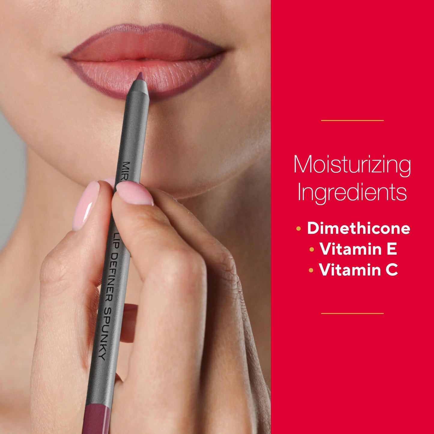 Mirabella - Line and Define Lip Definer, Smoothing & Moisturizing Retractable Lip Pencil with Sharpener, Helps Lipstick Stay Put, Long-Lasting Creamy