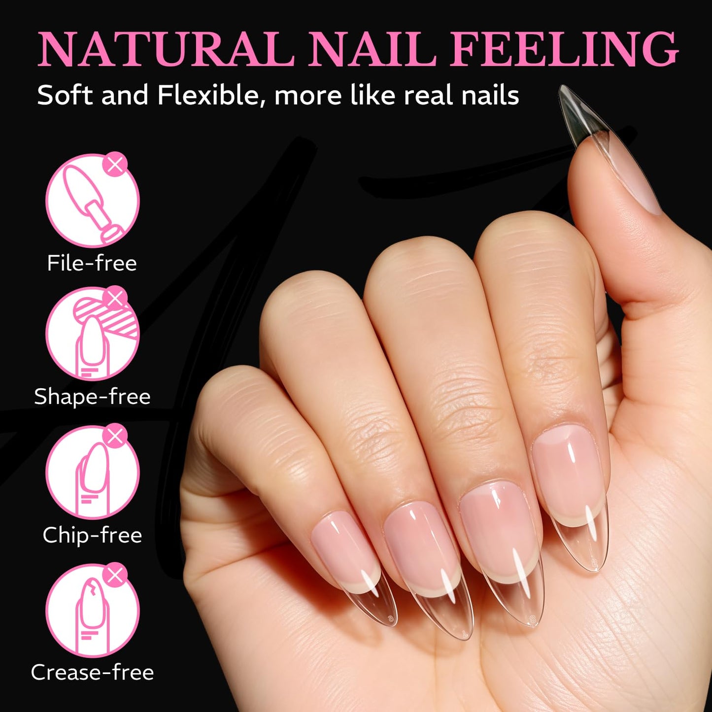 Medium Almond Nail Tips 600pcs 15 Size, Pre Etched Soft Gel Nail Tips Acrylic Fake Nails Half Matte Full Cover Clear Press On False Nail Extensions Beauty and Personal Care AZUREBEAUTY