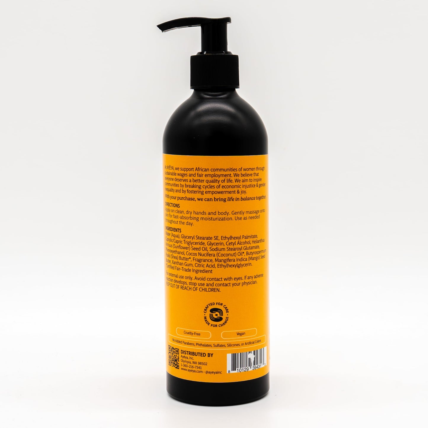 AYÉYA Moisturizing Body Lotion - Vibration - Mango, Cedarwood & Patchouli Oils - Vegan Daily Lotion with Mango Butter for Deep Hydration & Skin Repair