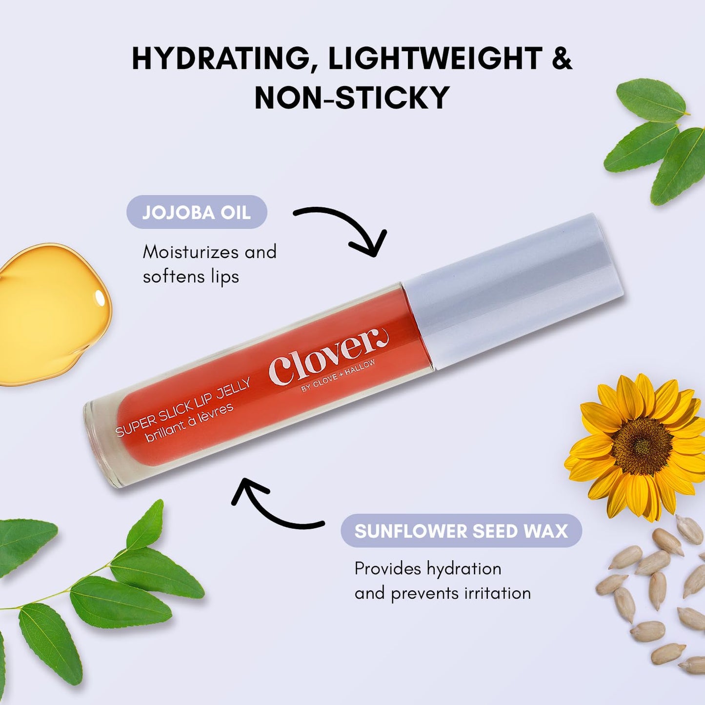 Clover Super Slick Lip Gloss | Non Sticky Lip Jelly, Moisturizing And Hydrating Pigmented Lip Gloss | Cruelty-Free & Vegan Lip Makeup | Shade