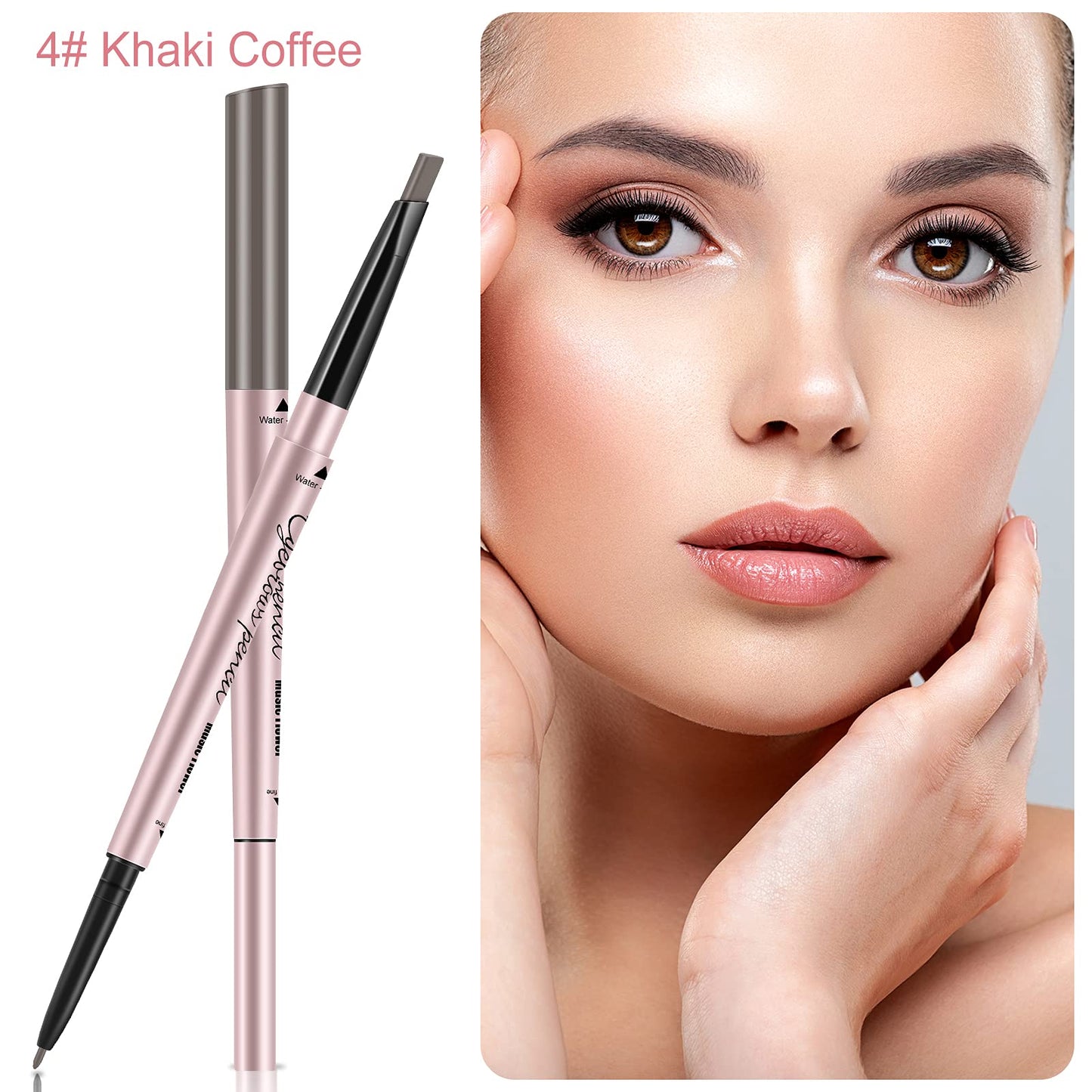 TurritopsisD 1-Pack Eyebrow Pencil & Brow Razor with Comb kit, Dual-ends Easy to Color Waterproof Long-lasting Makeup Natural Eye Brows Looking (Khaki