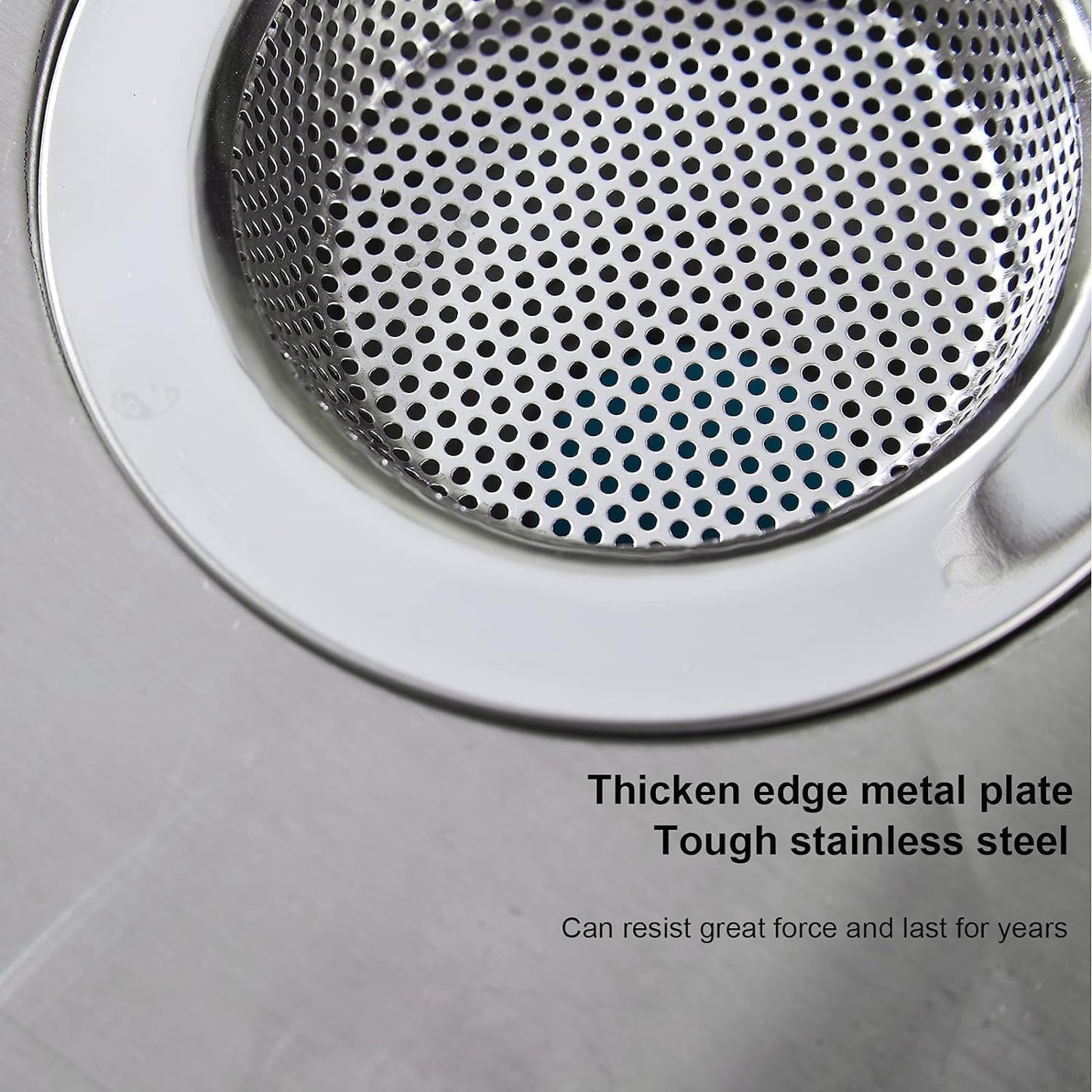 LASSHSWA Kitchen Sink Strainer, Stainless Steel Drain Strainers with Large 4.5" Wide Rim, 2 Pack for Kitchen Sinks