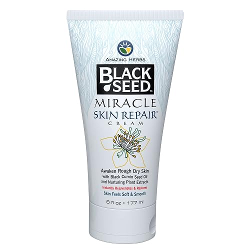 Amazing Herbs Black Seed Miracle Skin Repair Cream - Non-Allergenic Formula, Black Cumin Seed Oil, Vitamin E, and Other Essential Oils Support