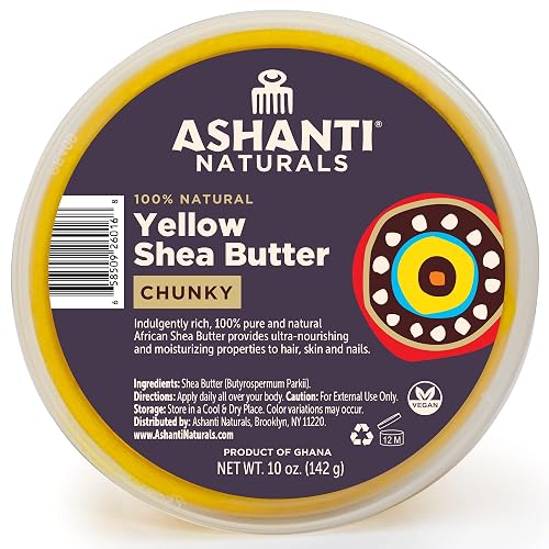 Ashanti Naturals Yellow Chunky Raw Shea Butter | Unrefined African Shea Butter from Ghana | 100% Natural Moisturizer, No Additives, Moisturizing