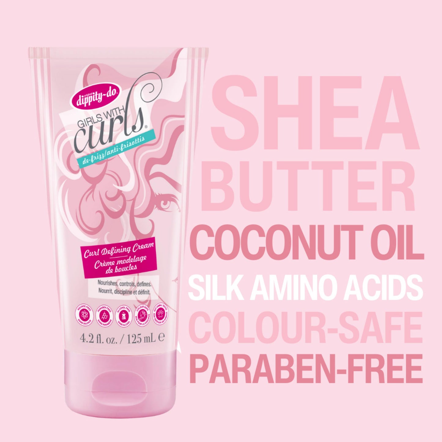 Dippity Do Girls With Curls Leave-In Curl Defining Cream, Anti-Frizz Styling for Curly & Wavy Hair, Smoothing Cream For Frizzy Hair, Shea Butter
