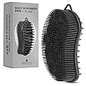 MainBasics Silicone Body Scrubber Dual-Sided Shower Loofah and Scalp Scrubber (Black, Scalp)
