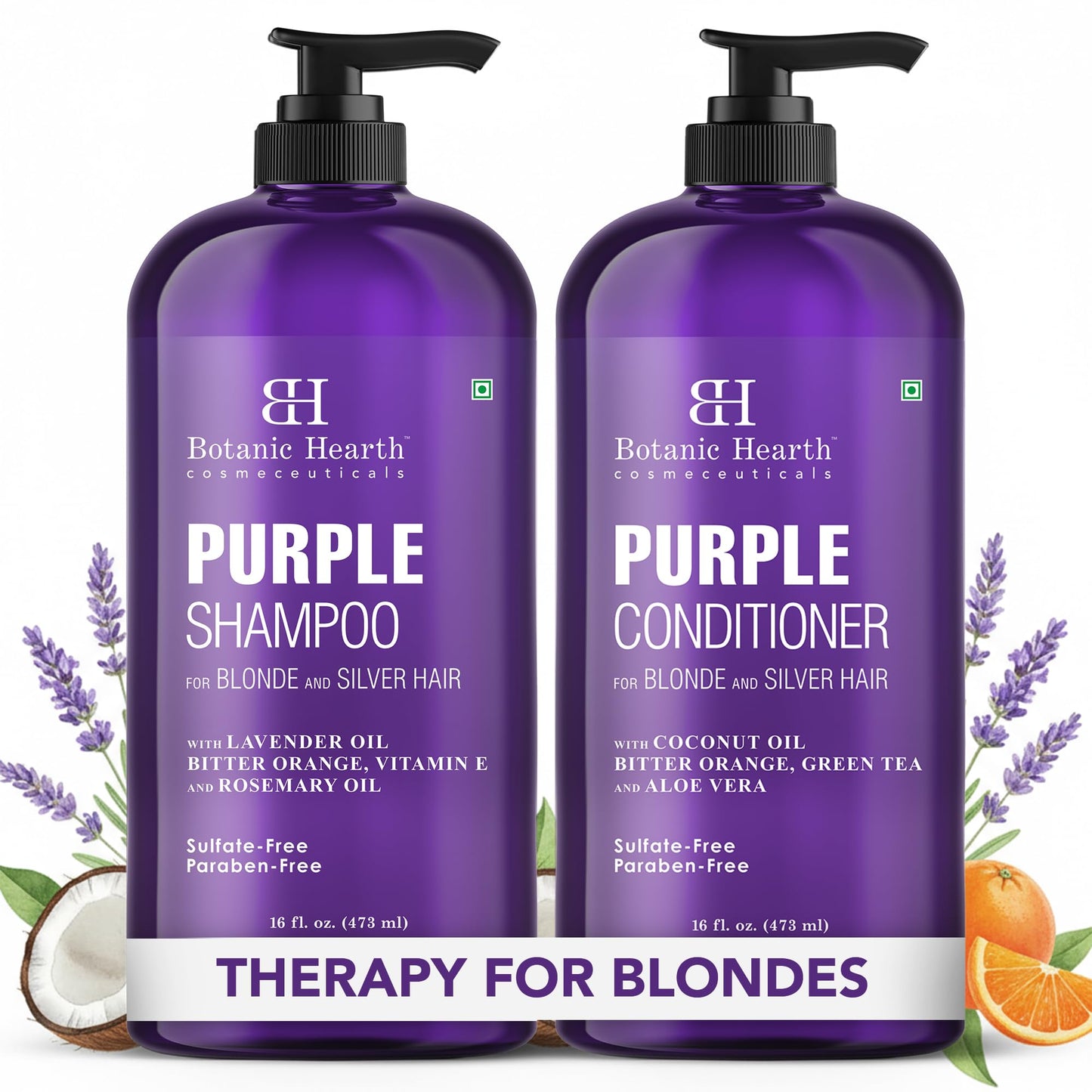 Botanic Hearth Purple Shampoo And Conditioner Set | For All Shades Of Blonde, Silver And Gray Hair | Enhances Highlights | Sulfate Free, Paraben Free Beauty and Personal Care Botanic Hearth Default Title
