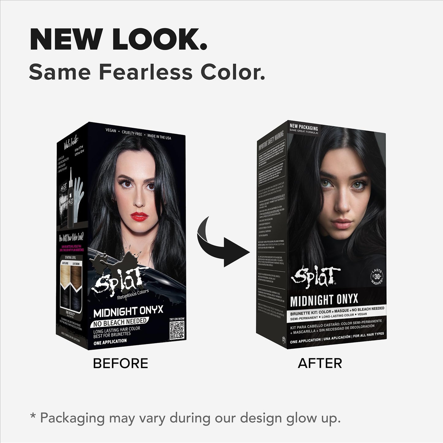 Splat Midnight Onyx Semi Permanent Hair Dye Kit, 1 Application, Includes Deep Reconstructor Conditioner, Lasts 30 Washes, No Bleach Required, Vegan