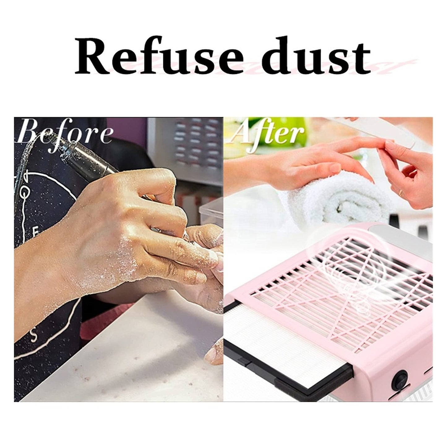 GAORUIFENG Nail Dust Collector 80W Nail Dust Collector Machine for Acrylic Nails in Desk Manicure Vacuum Collector Strong Suction Nails Vacuum Cleaner Beauty & Personal Care GAORUIFENG