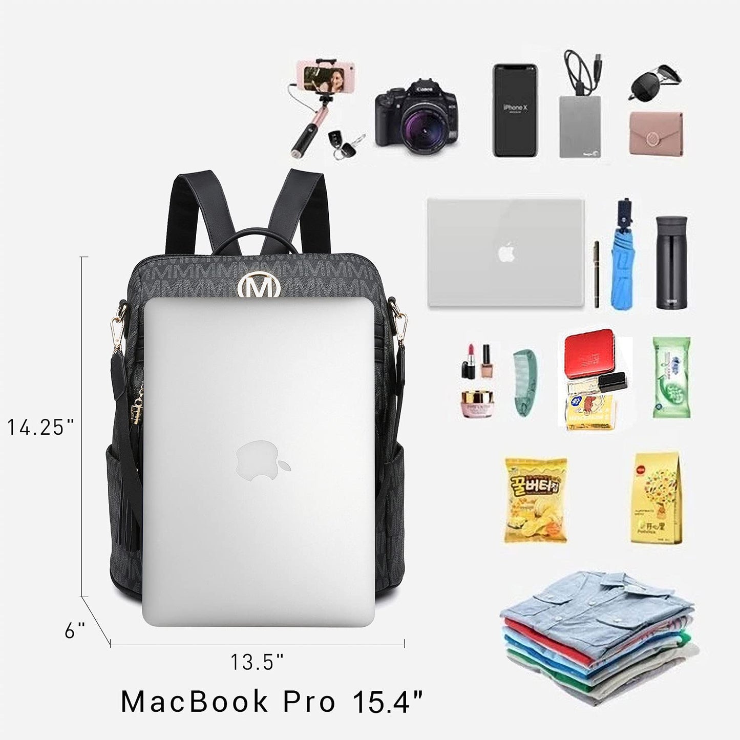 Women Fashion Backpack Purse Convertible Large Rucksack Versatile Travel Shoulder Bags Handbag Set with Tassel