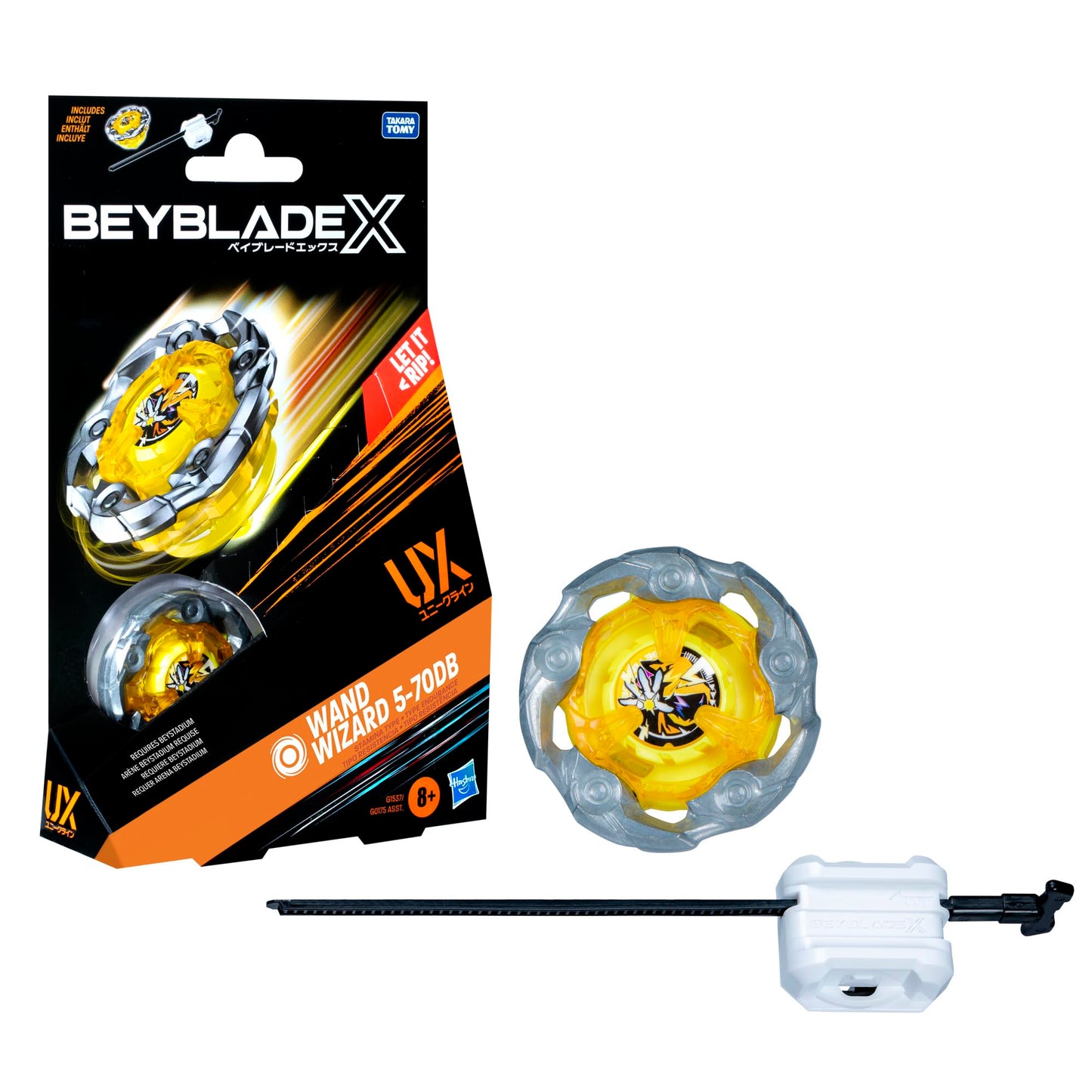 Beyblade X Wand Wizard 5-70DB UX Starter Pack Set with Stamina Type Top and Launcher; Authentic Takara Tomy Battle Tops Games/Toys for Boys and Girls…