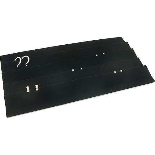 FindingKing Earring Display Tray Black Velvet 45 Pair Travel Box