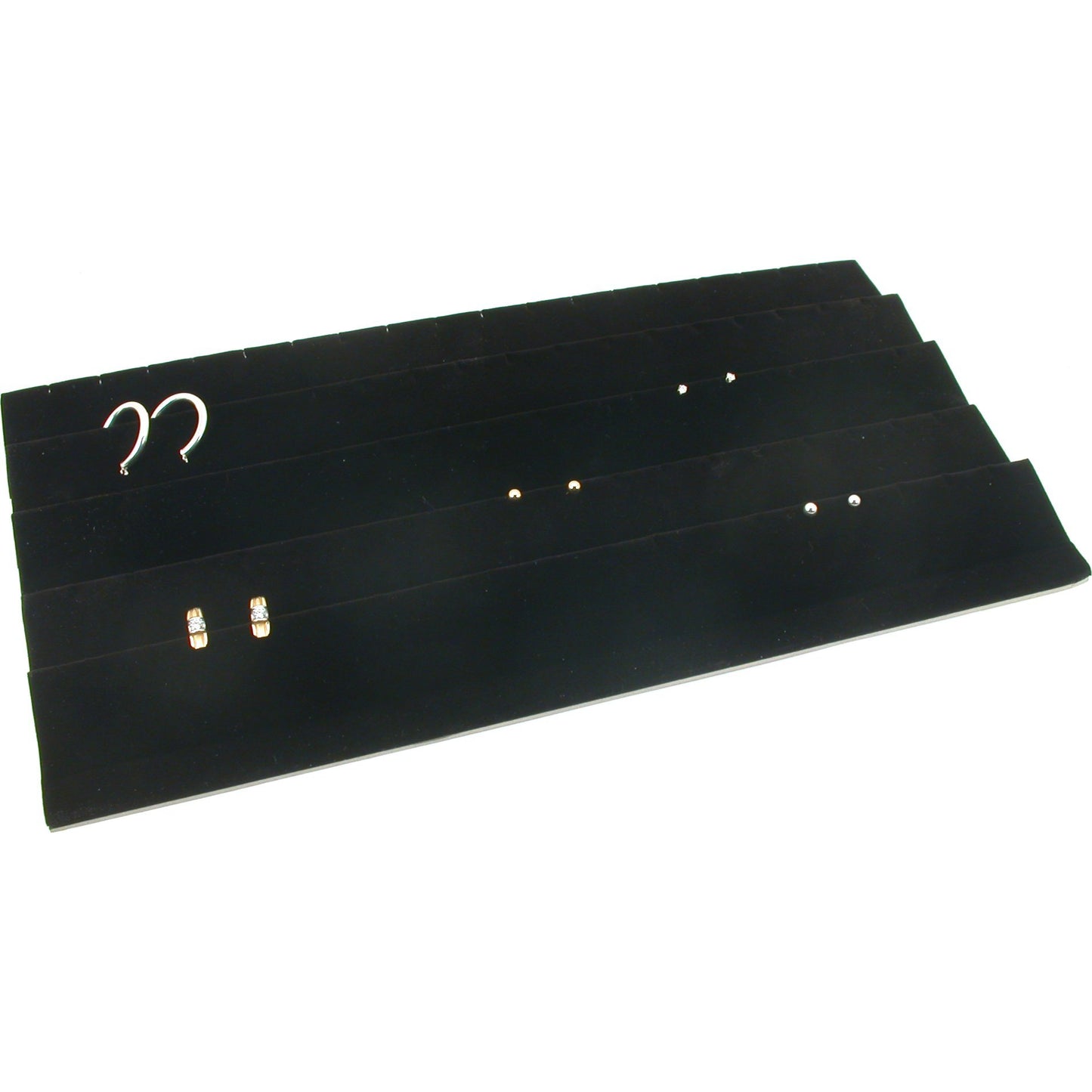 FindingKing Earring Display Tray Black Velvet 45 Pair Travel Box