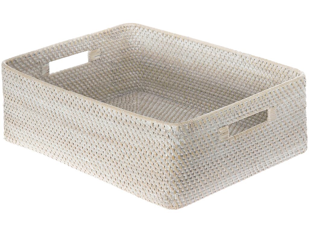 KOUBOO Laguna Rattan Shelf Basket with Cotton Liner, White Wash