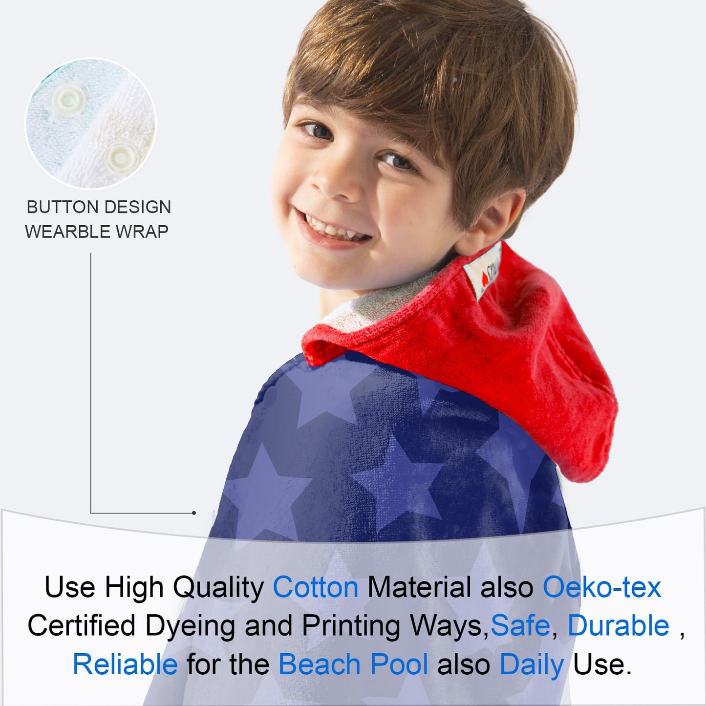 VOOVA & MOVAS Toddler Bath Towels Age 3-10,30''X50, Soft | Thick | Cotton | Oversized Absorbent - Beach | Bath | Pool | Swim Towels for Boys…