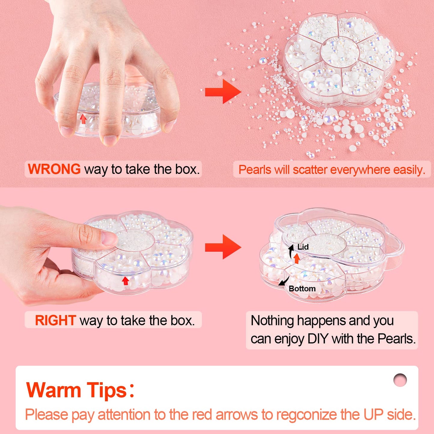 Nail Art Flat Back Half Round Pearl Kits 5, 1 Box of 2400 Pcs Flat-Back White AB Pearl with Tweezer and Picker Pencil for Home DIY Nails Body Face