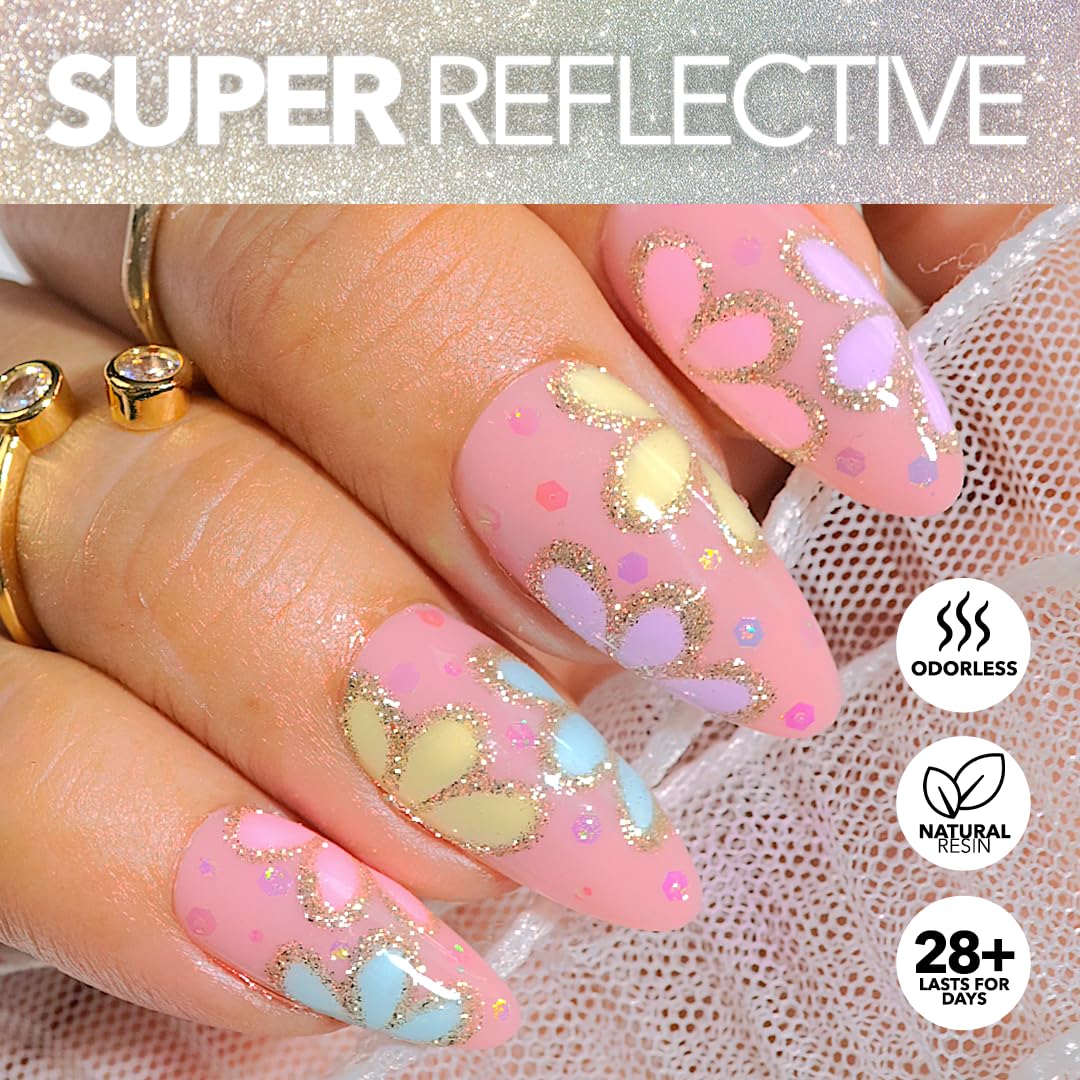 KIARA SKY Gel Polish DiamondFX Reflective Glitter Soak Off with Sparkle Diamond dust effect 0.5 fl oz, Moondust (silver metallic)