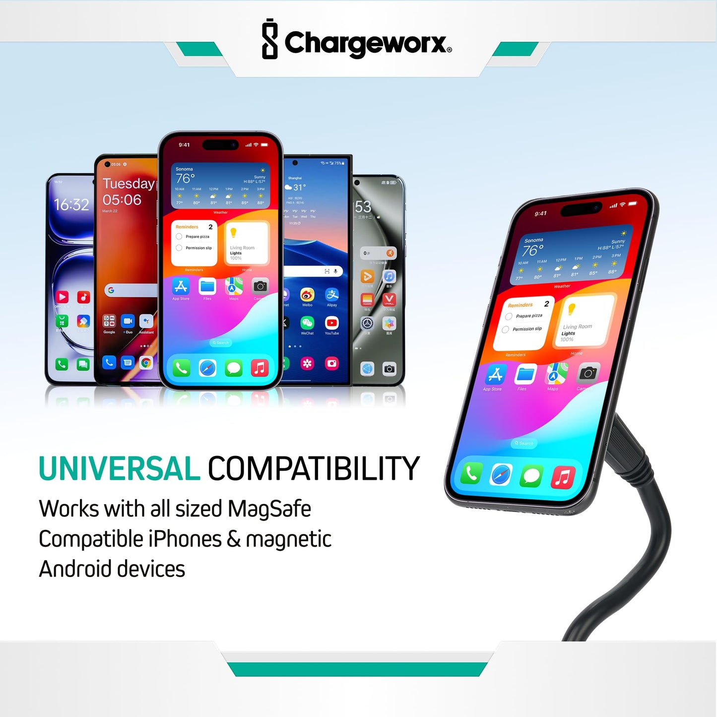 CHARGEWORX Magnetic Cupholder Phone Mount - Universal Car Cell Phone Holder with 360° Adjustable Gooseneck & Twist-Lock Base, Hands-Free Magnetic…