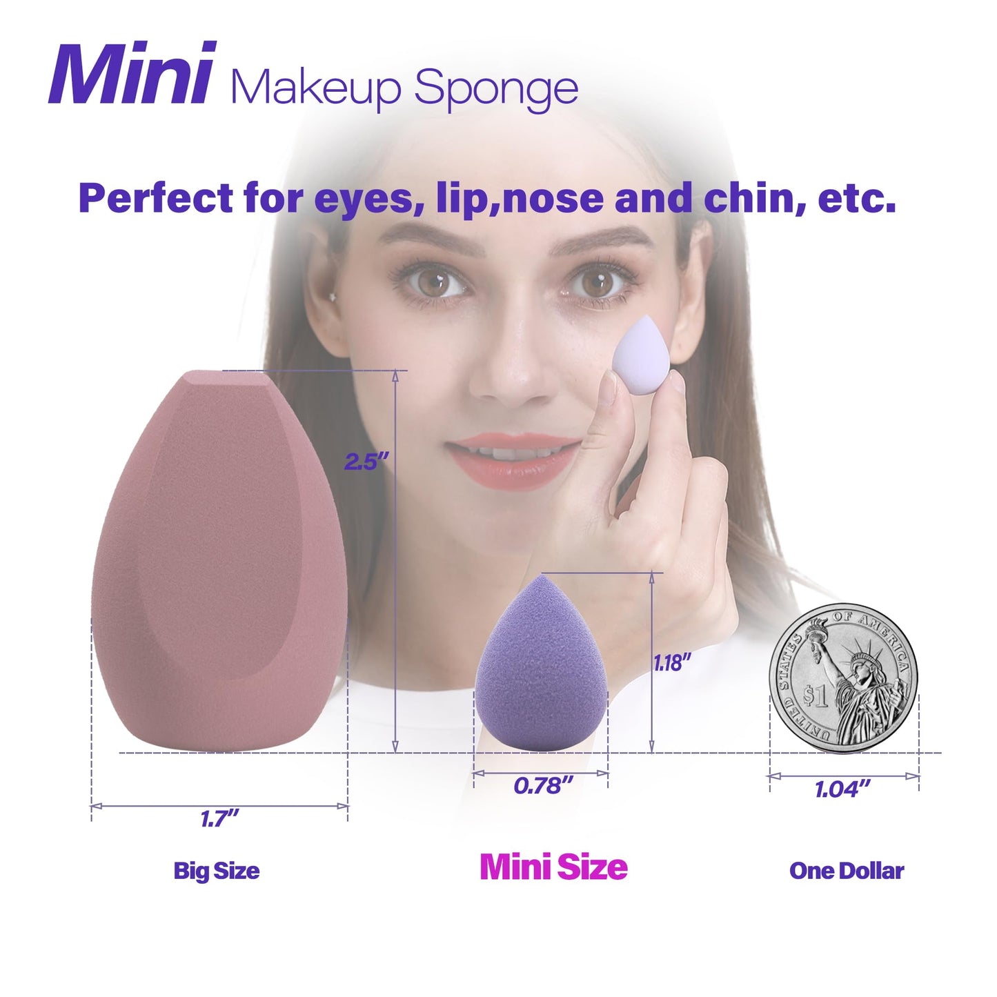 Snowflakes Mini Beauty Makeup Sponge Blender for Detailed Application Around the Eyes and Other Areas, 6 pcs, Latex Free, Small Makeup Sponges Under