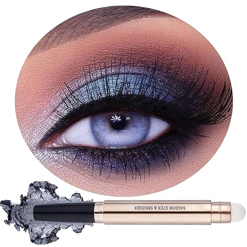 Silver Smokey Grey Gray Eyeshadow Stick, Cream Smooth Single Shimmer Eyeshadow Pencil, Hypoallergenic Waterproof Long Lasting Multi-Dimensional Eye