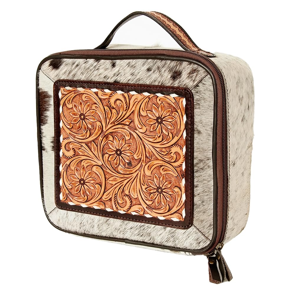 American Darling Jewelry Case Hand Tooled Hair-On Genuine Leather Western Women Bag | Organizer Box for Travel