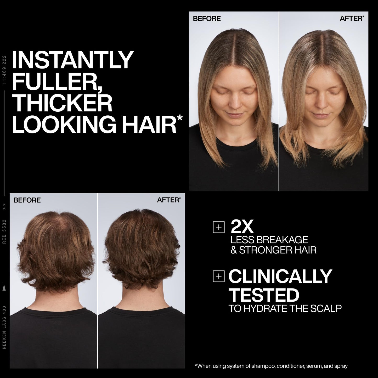 Redken Acidic Grow Full System Densifying Shampoo - Lightweight Shampoo for Fuller, Thicker-Looking Hair, Gentle Cleansing & Scalp Moisturizing
