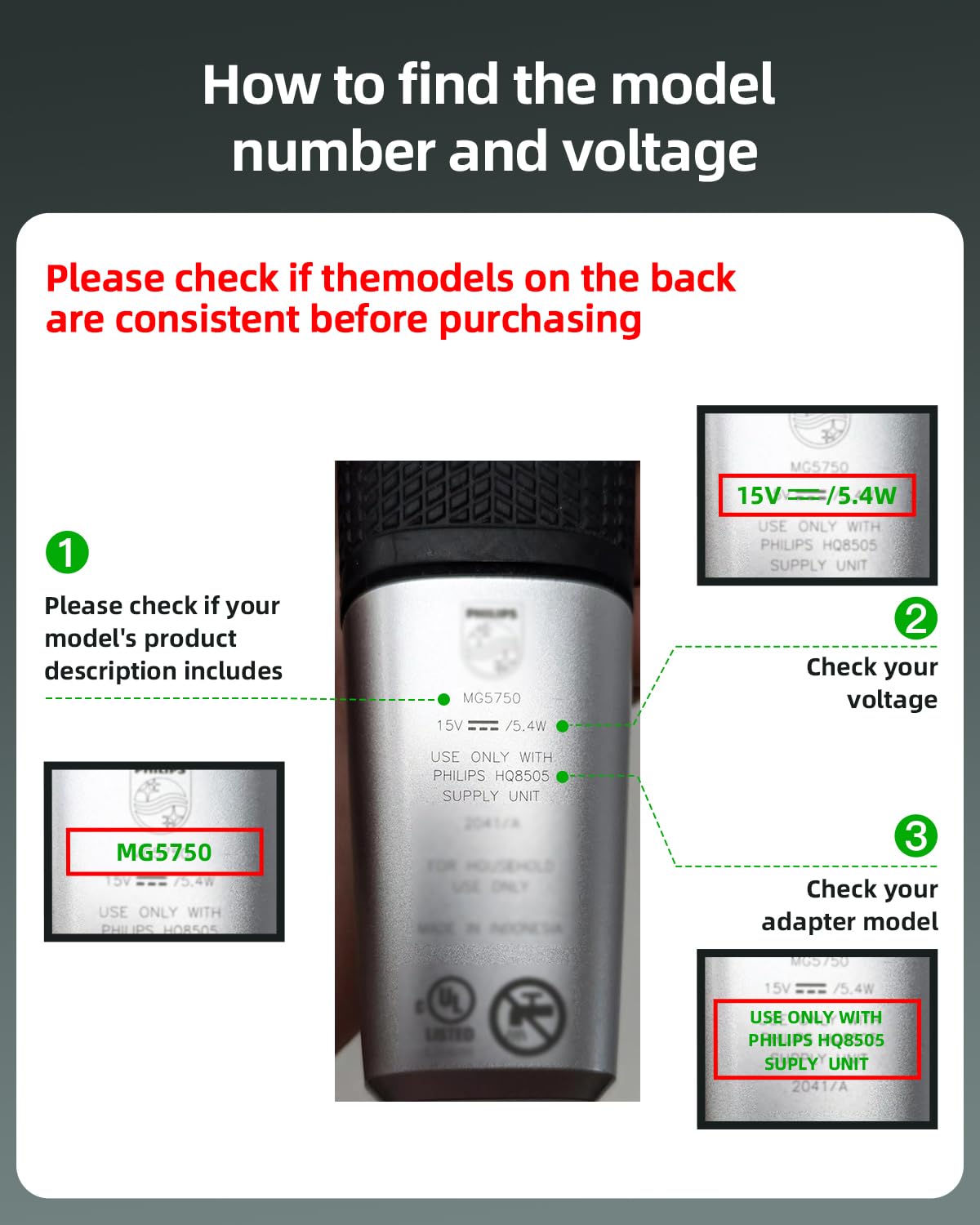 Superer 15V Charger Fit for Philips Norelco HQ8505 3000 5000 6000 7000 9000 Series, Multigroom MG5750 MG7750 MG7770 MG7790 QP6531 BG7030 BG7040 BG5025 Beauty and Personal Care Superer