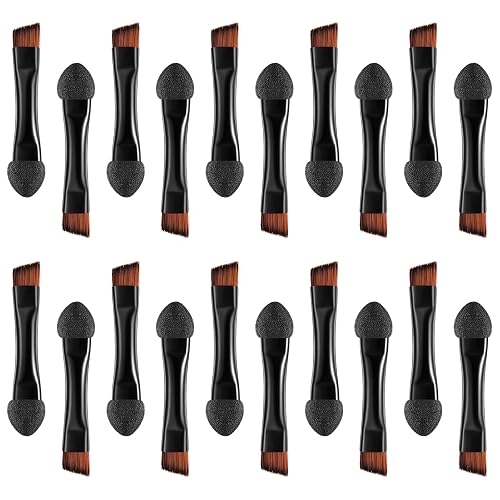 Lurrose Double Sided Eye Shadow Sponge Applicator Eye Brow Make Up Brush Portable Makeup Tool 20pcs (Black)