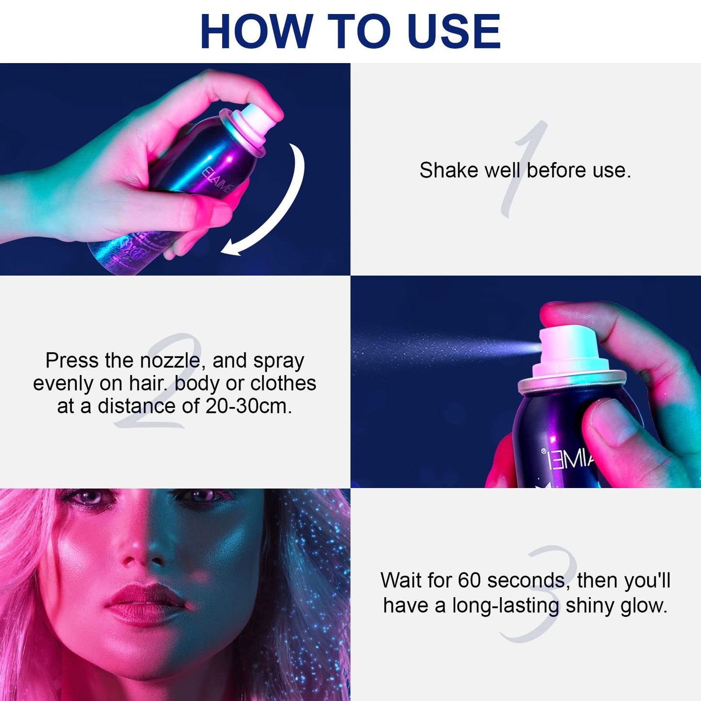 Shiny Glitter Spray for Hair, Tiktok Shiny Glitter Spray,Highlighter Powder for Party,Face, Body,Hair,Dress Prom Halloween Decorations Disco Ball