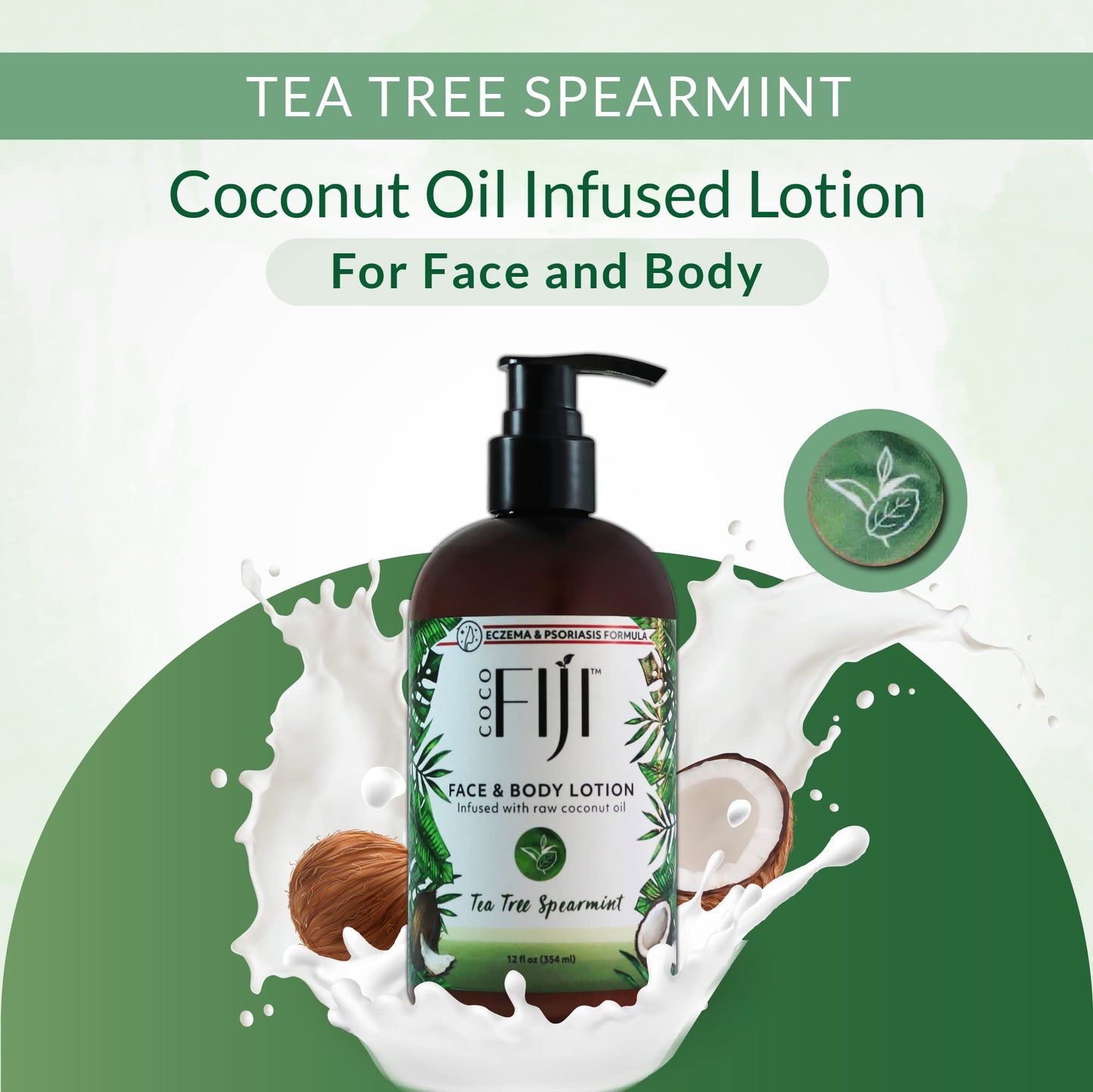 Coco Fiji Face & Body Lotion Infused With Coconut Oil | Lotion for Dry Skin | Moisturizer Face Cream & Massage Lotion for Women & Men | Tea Tree