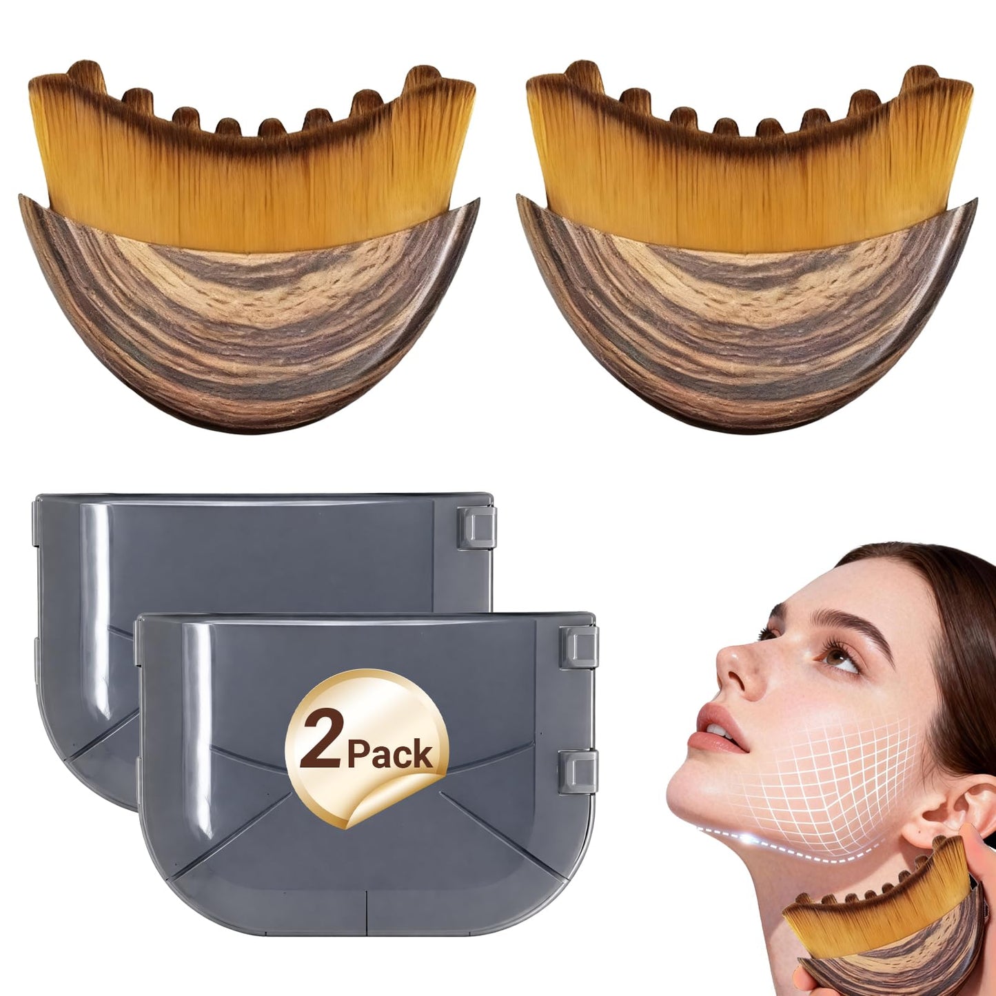 Lymphatic Drainage Massager Face Brush, Lymphatic Contour Face Brush to Sculpt Jawline & Reduce Puffiness Double Chin Reducer, Improves Skin Glow