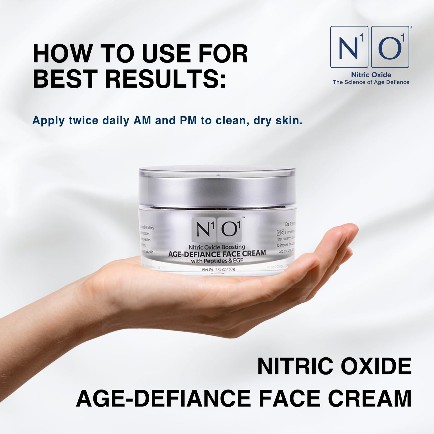 N1O1 Moisturizer Face Cream - Day & Night Face Moisturizer with Nitric Oxide, Peptide Complex, Epidermal Growth Factor - Tightening & Firming Skin