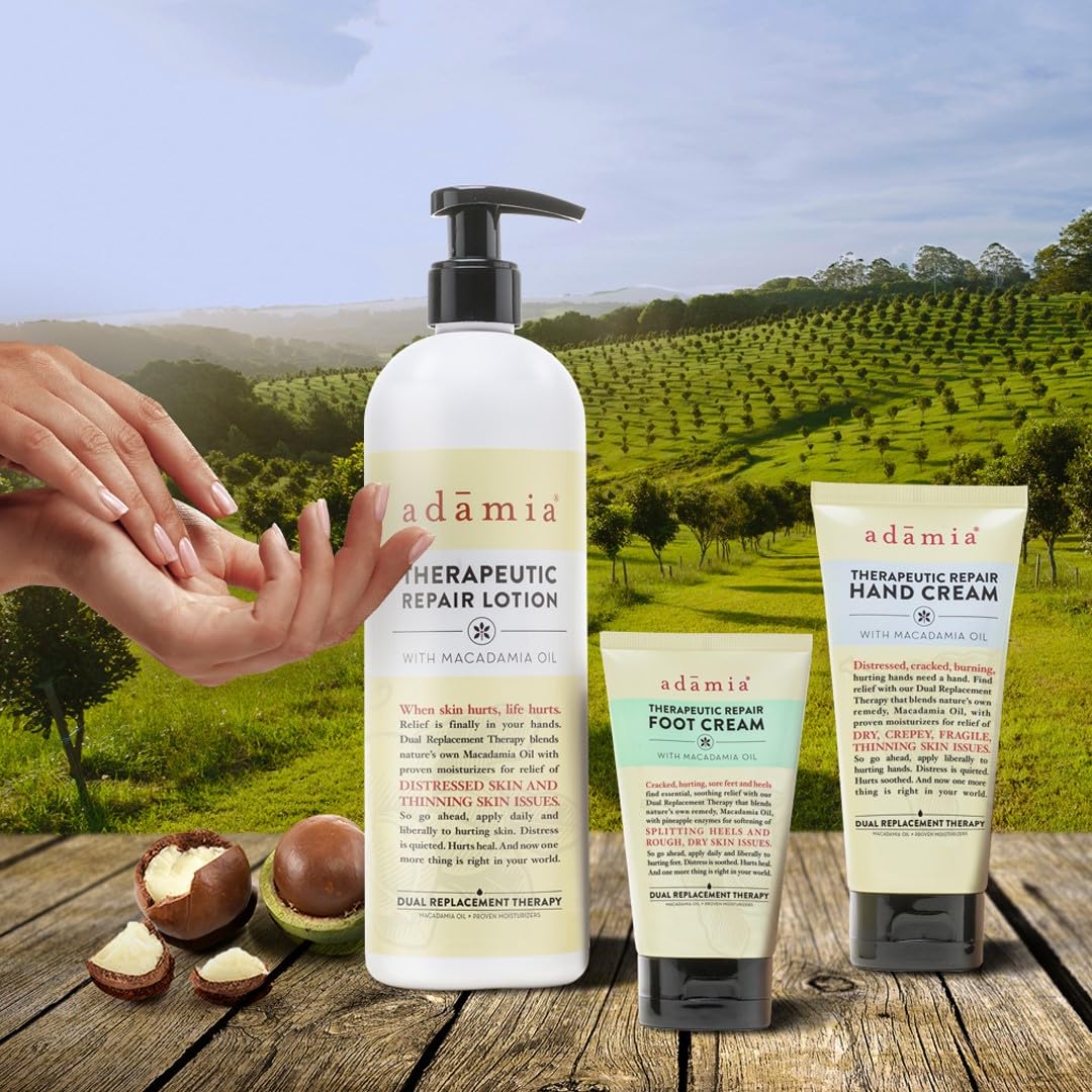 Adamia Therapeutic Repair Lotion with Macadamia Nut Oil and Promega-7, 16 Fl Oz Bottle- Fragrance Free, Paraben Free, Non GMO, White