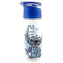 Jerry Leigh Disney - Lilo and Stitch Flip Top Water Bottle - Loop Attachment Handle - 24 Ounce