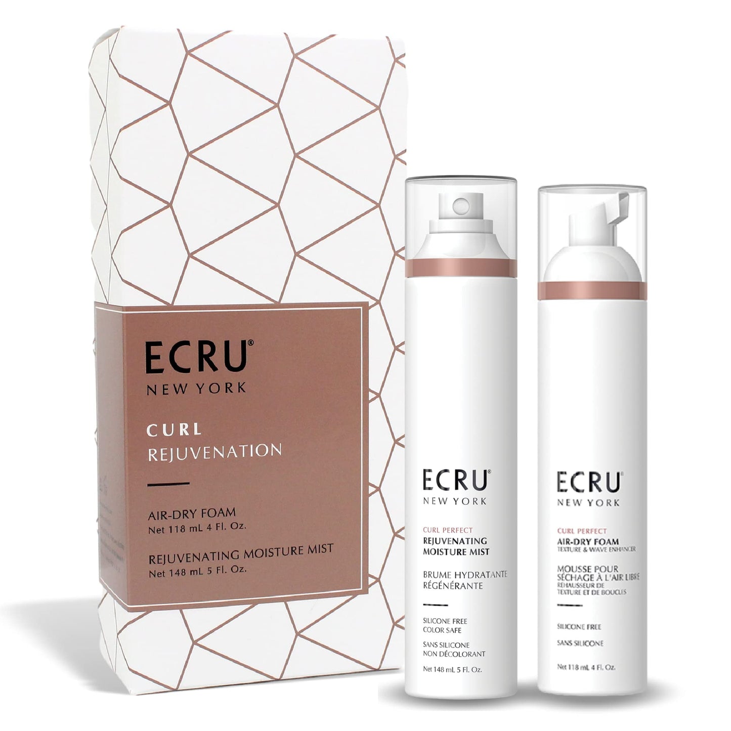 ECRU New York Curl Rejuvenation Kit, Includes Air Dry Foam & Moisture Mist, Curl Cream, Anti Frizz Hair Products Bundle