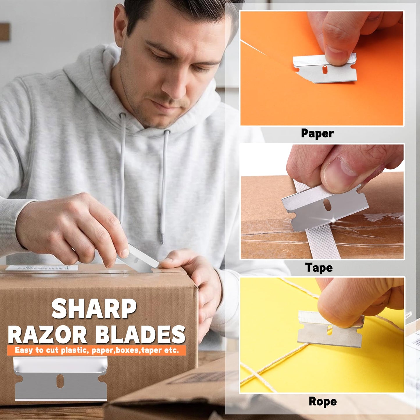 REXBETI 100PCS Single Edge Razor Blades, Industrial Razor Blades for Scraper, Suitable for Removing Labels, Decals, Stickers and Old Paint Beauty and Personal Care REXBETI