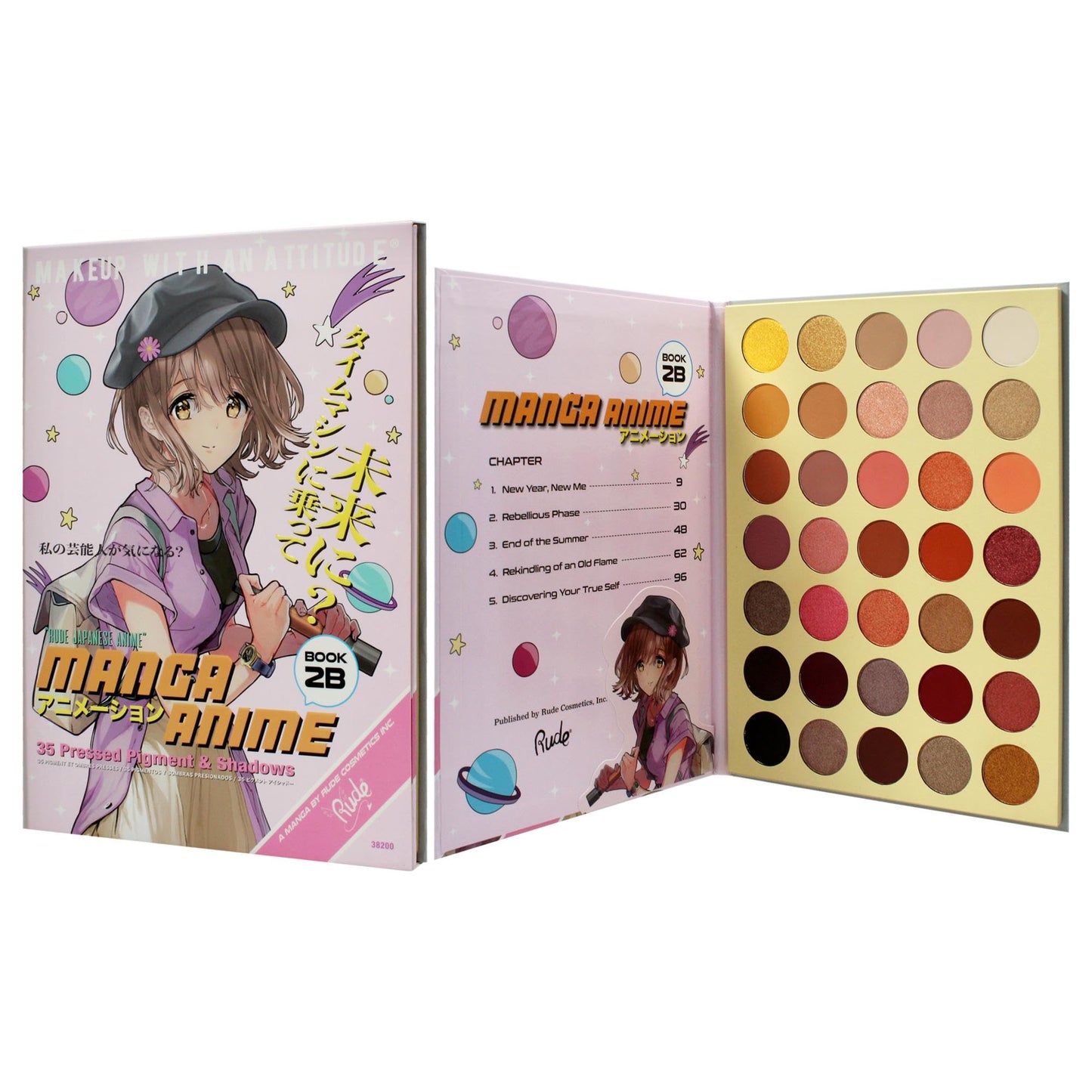 Rude Cosmetics Manga Anime 35 Pressed Pigment and Shadow Book 2B for Women - 1.34 oz Eye Shadow