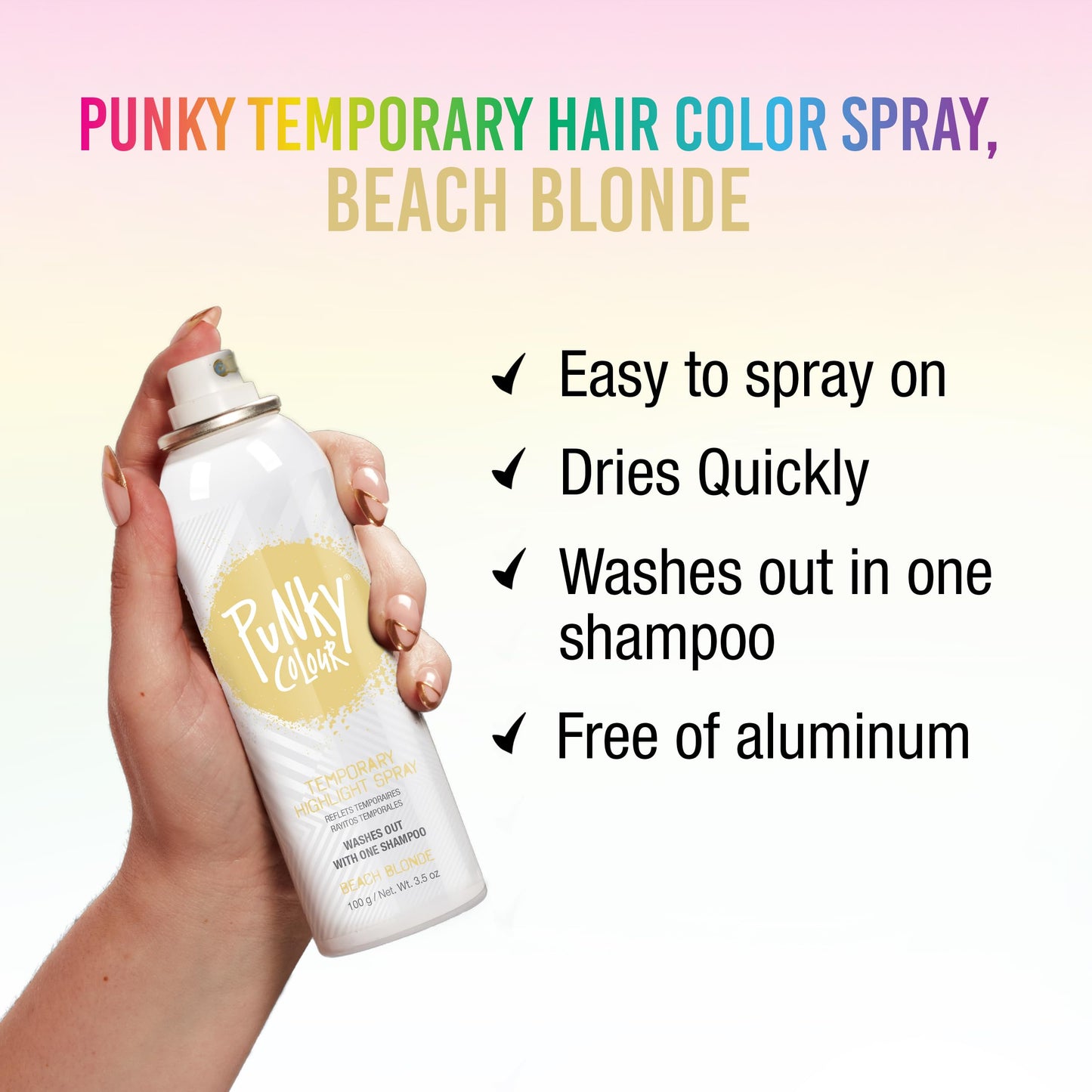 Punky Temporary Hair Highlight Spray, Beach Blonde, 3.5 oz, 1-Pack