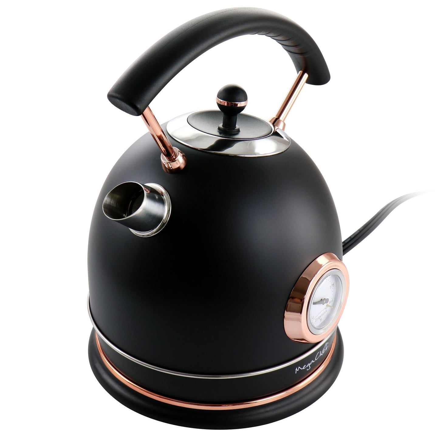 MegaChef 1.8 Quarts Half Circle Electric Tea Kettle in Matte Black