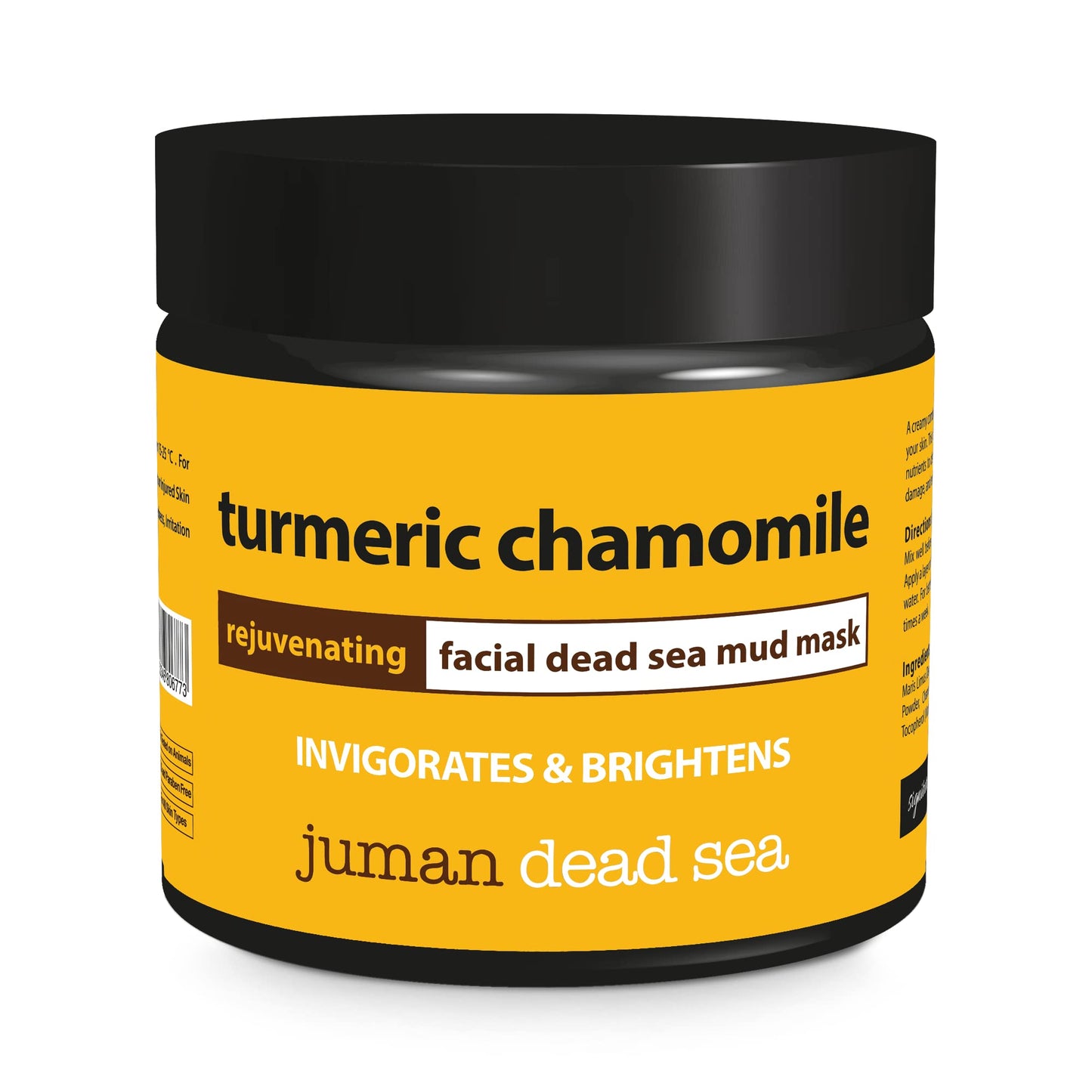 All Natural & Authentic TURMERIC CHAMOMILE Rejuvenating Facial MUD MASK with Dead Sea Salt Minerals - Invigorates - Paraben Free - Not Tested