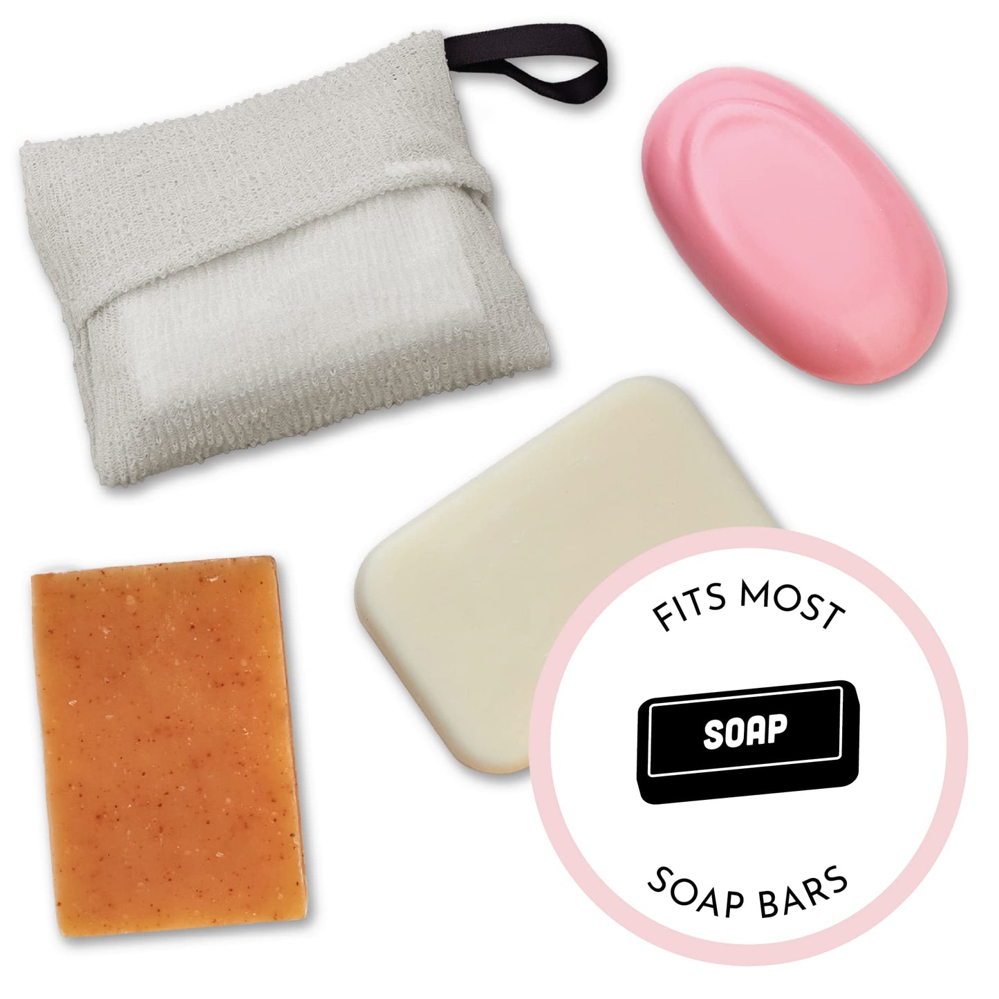 S&T INC. Exfoliating Soap Bag, Bar Soap Pouch for Shower and Bath, 7.6 Inches x 4.5 Inches, Grey, 2 Pack