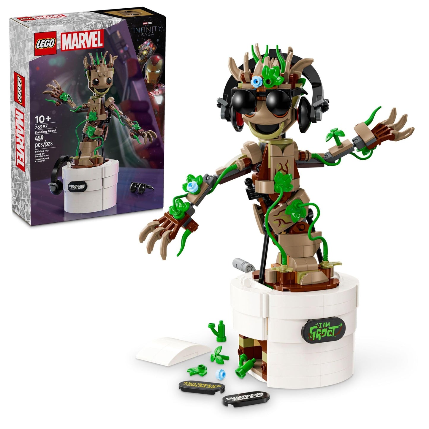 LEGO Marvel Dancing Groot 76297, Guardians of the Galaxy Buildable Figure, Interactive Superhero Toy & Gift for Kids