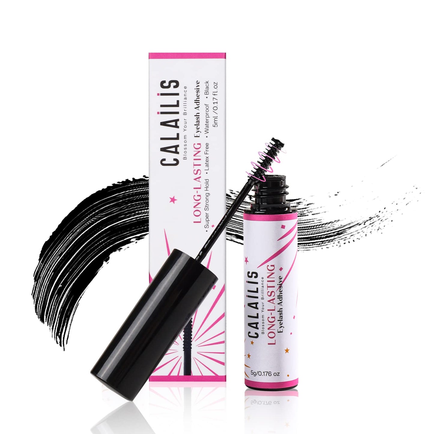 CALAILIS Lash Glue, Super Strong Hold Cluster Lash Extension Glue, Waterproof, Fast Drying