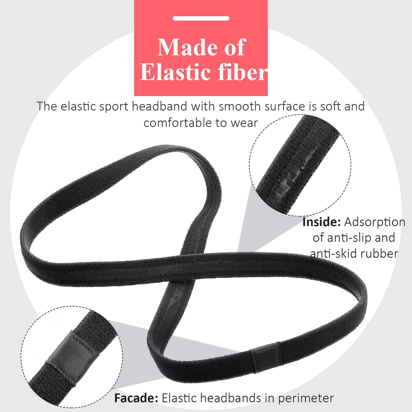 Bememo 4 Pieces Thick Non-Slip Elastic Sport Headbands Hair Headbands for Women and Men (Black) Beauty and Personal Care Bememo