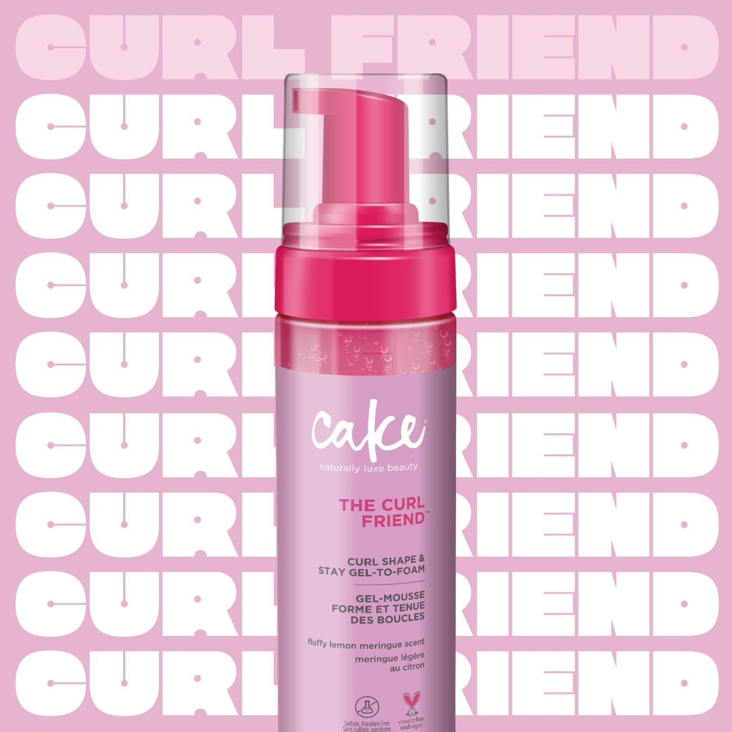 Cake Beauty Gel-to-Foam Curl Styler, The Curl Friend - High Hold & Definition - Frizz Protection- Infused with Coconut Oil & Shea Butter - For Curly