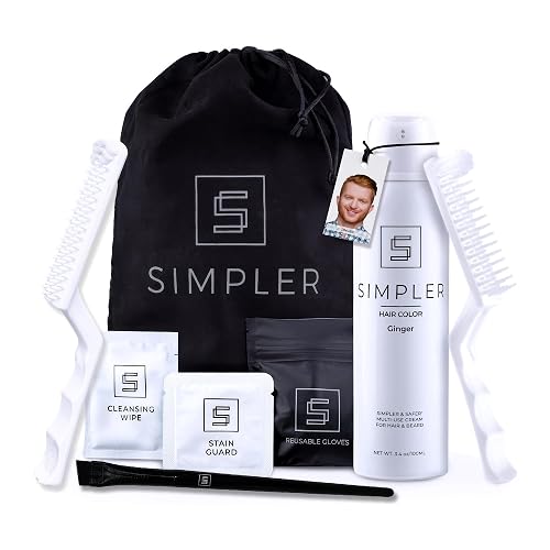 Simpler Hair Color Ginger Mustache and Beard Upgraded Brush Kit with 3 Brushes Included for Precision Application - Gentle, Natural Looking Ammonia