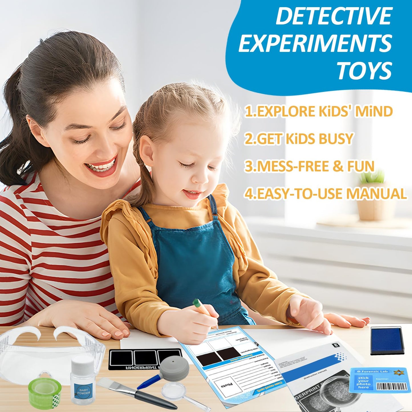 Detective Fingerprint Lab Kit for Kids – Fun STEM Science Experiment & Investigation Toy Gift for Boys & Girls Ages 6-12