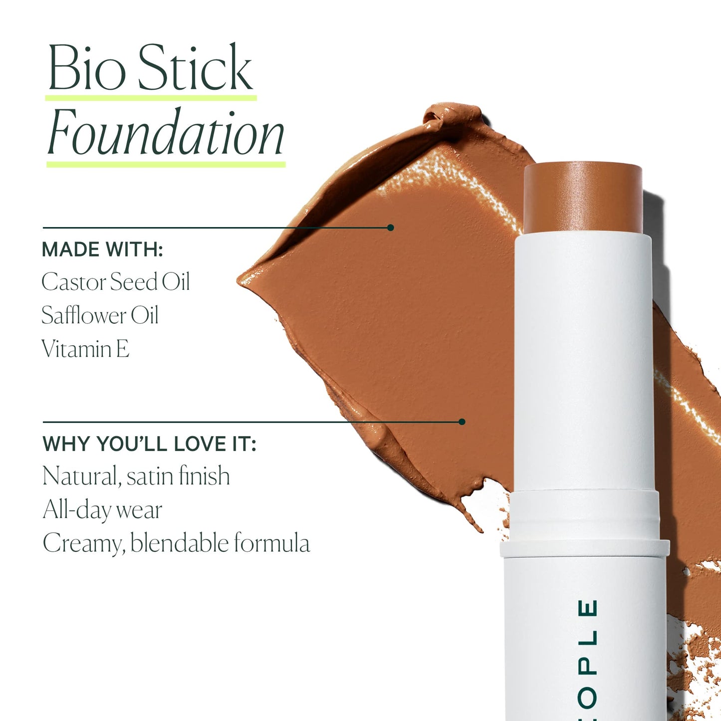 Well People Bio Stick Foundation, Creamy, Multi-use, Hydrating Foundation For Glowing Skin, Creates A Natural, Satin Finish, Vegan & Cruelty-free, 9C